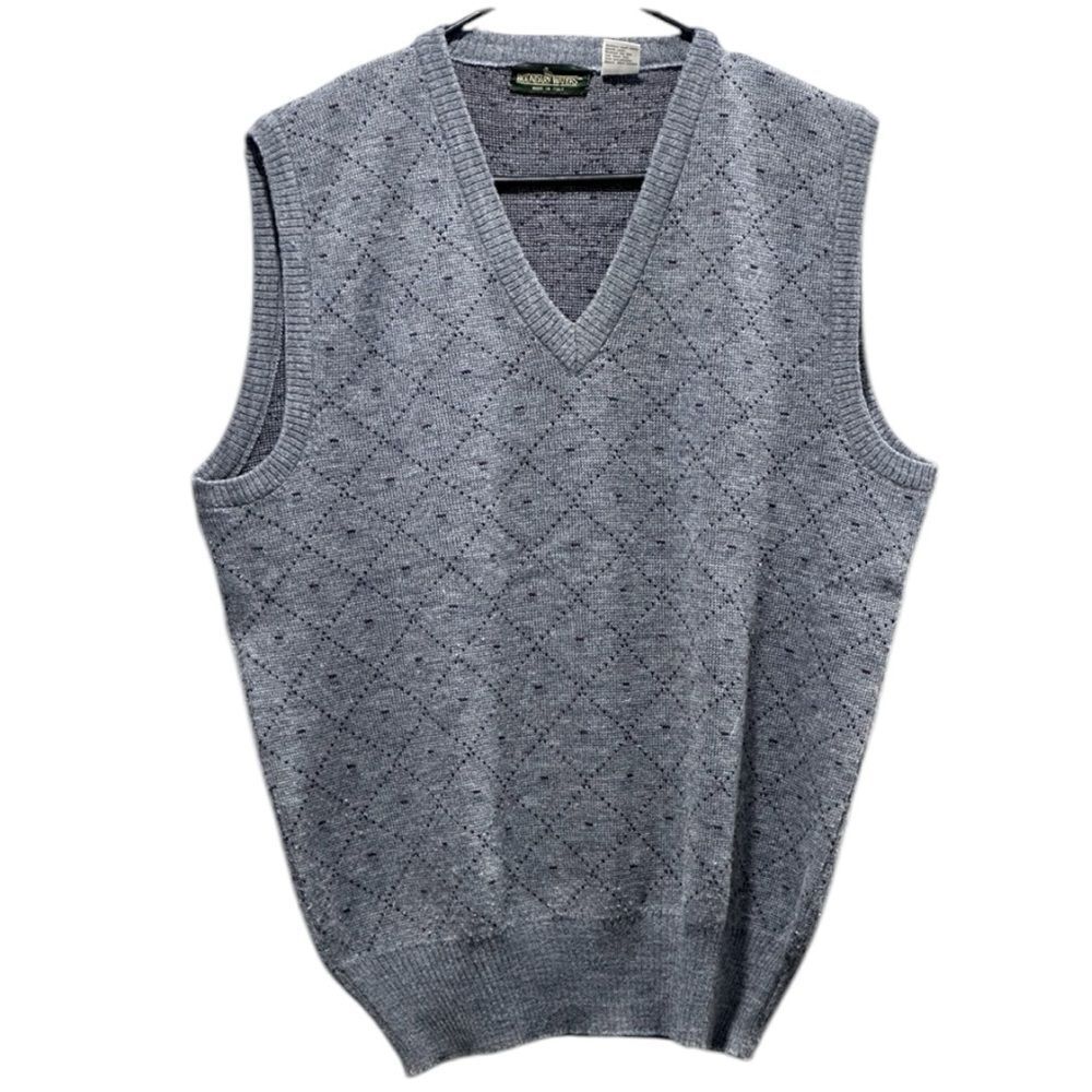 BOUNDARY WATERS Men’s Vintage Gray Wool Blend Sweater Vest LARGE Made in ITALY